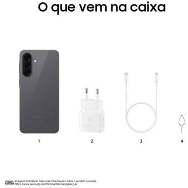 smartphone samsung a57 5g 256gb 8gb ram câmera 50mp ois selfie 12mp ip68 tela super amoled 6.7 nfc cinza