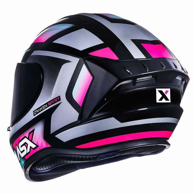 capacete asx draken spirit brilho preto tiffany e prata 58 (mp)