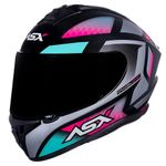 capacete asx draken spirit brilho preto tiffany e prata 58 (mp)
