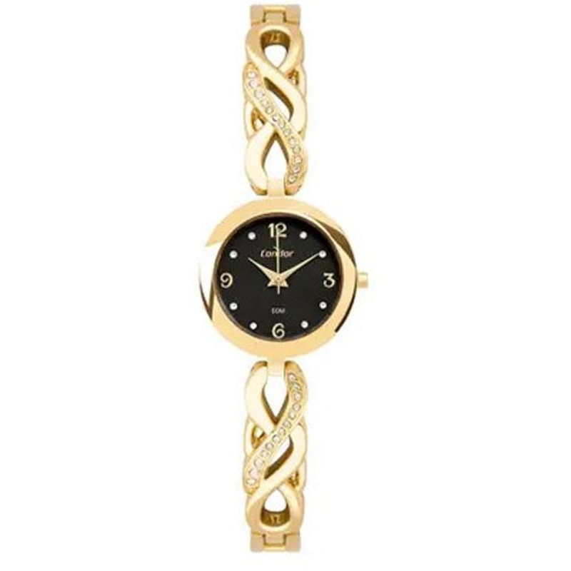 relógio feminino dourado condor co2035nvl/5p