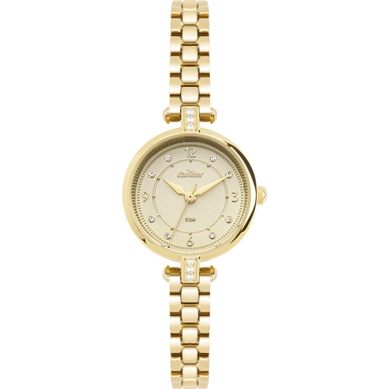 relógio feminino dourado condor co2035nvs/5x