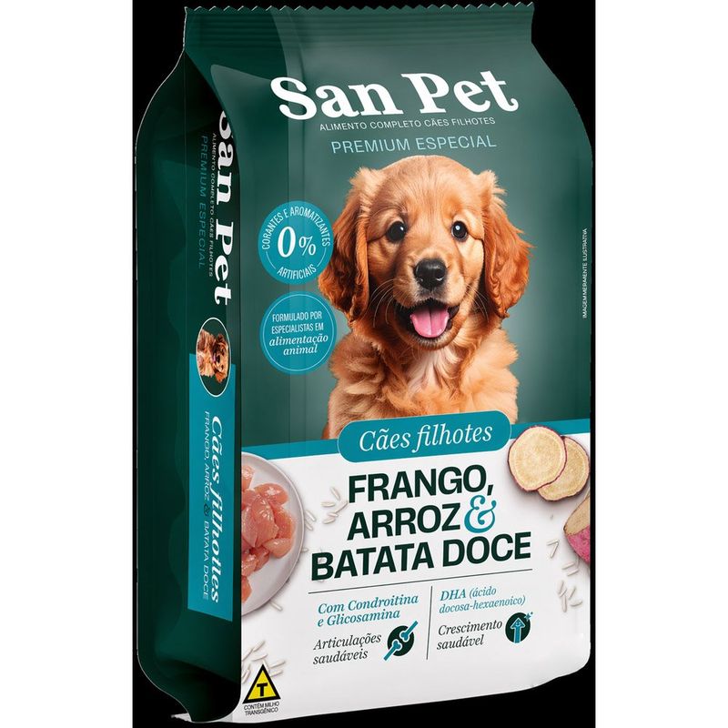 ração cães filhotes frango e cereais san pet 3kg