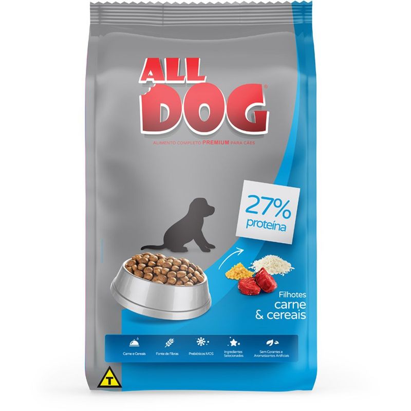 ração cães filhotes carne e cereais all dog 3kg