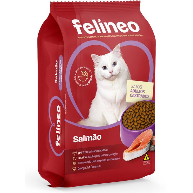 ração gatos adultos castrado salmão felineo 1kg