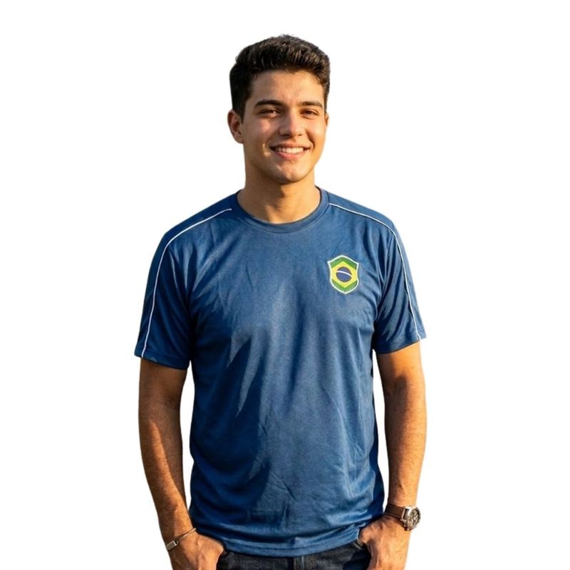 camiseta masculina brasil m braziline reflexo azul (mp)