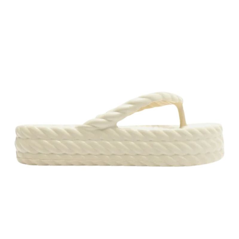 sandalia plataforma feminina n°37/38 brizza arezzo flatform marrocos mid off-white (mp)