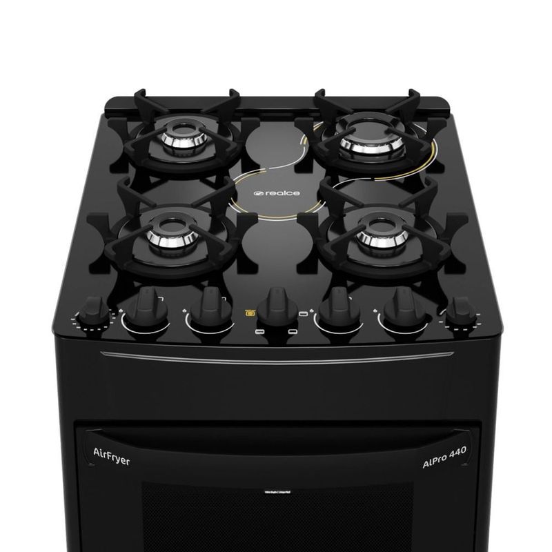 fogão 4 bocas realce alpro 440 função airfryer 127v preto 36556 (mp)
