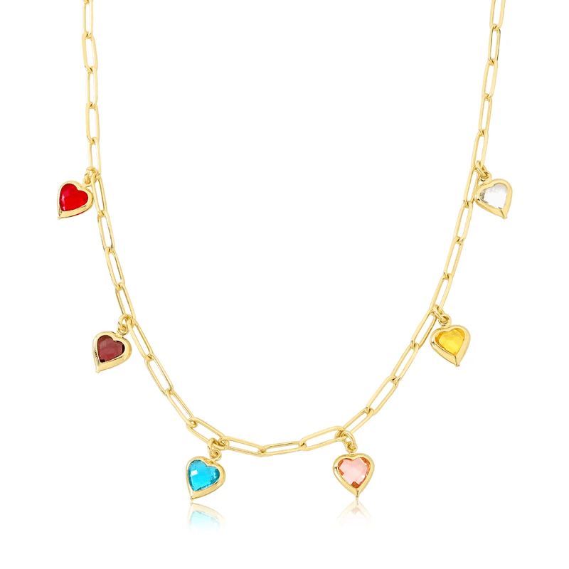 choker semijoia luiza mota coracoes colorido 35cm 199603 (mp)