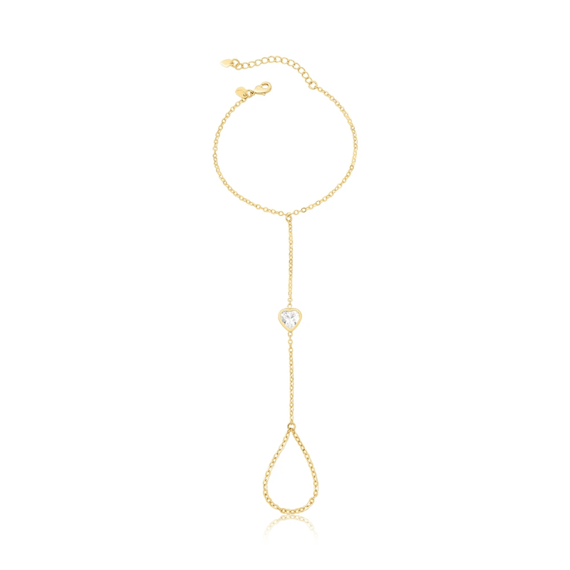 pulseira semijoia luiza mota hand chain coracao cristal 16cm 265214 (mp)