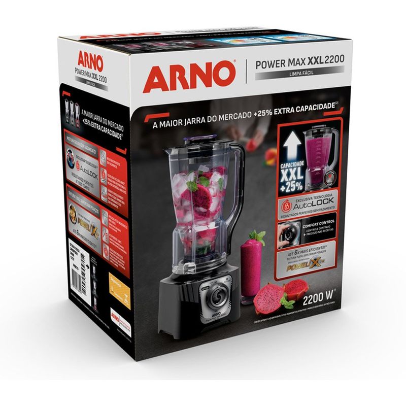 liquidificador arno power max xxl 2,25 litros 220w preto ln88