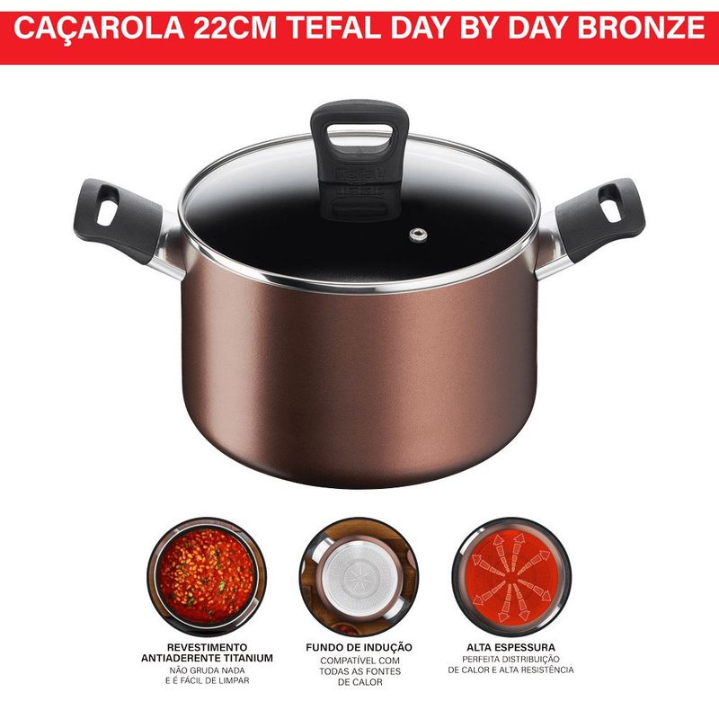 caçarola tefal day by day bronze 22cm
