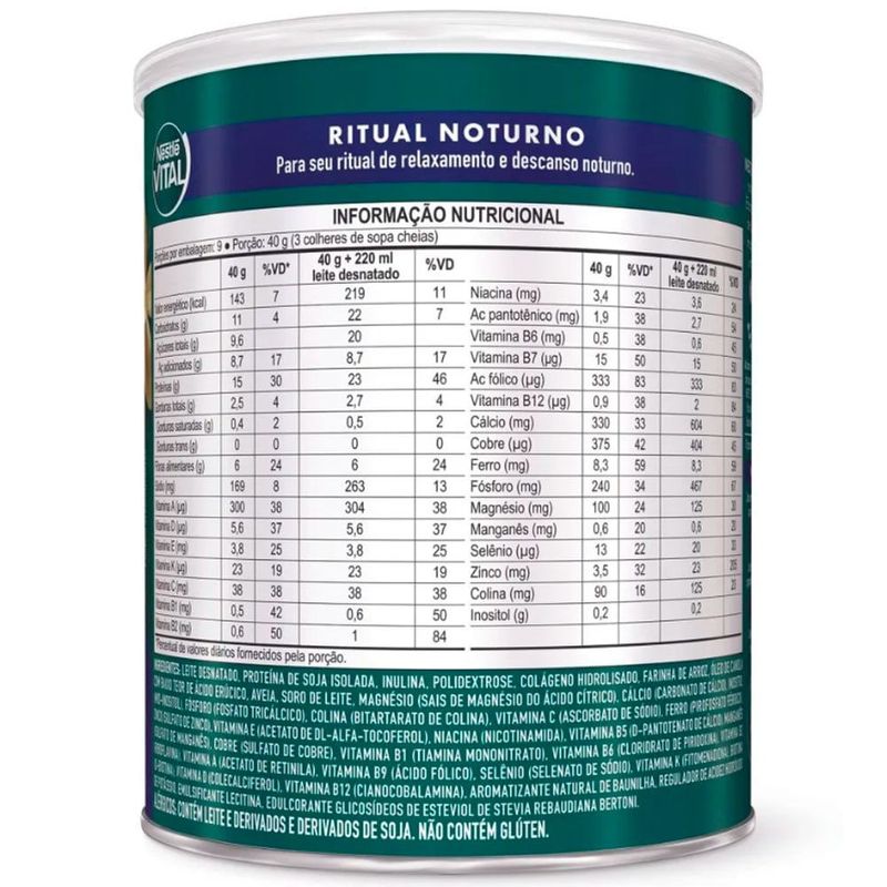 suplemento alimentar nestle vital ritual noturno sabor baunilha 360g