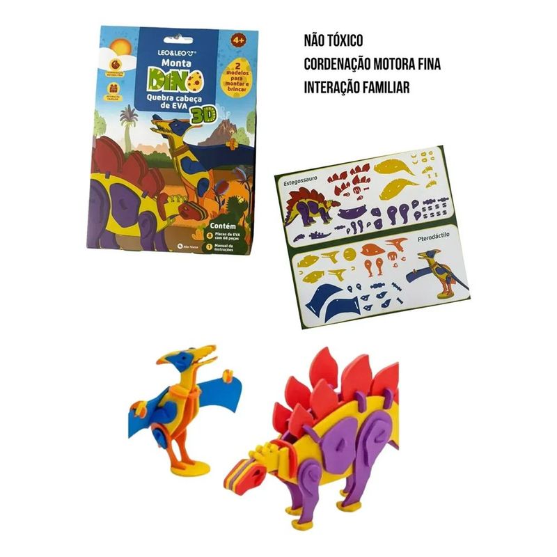 quebra-cabeça 3d leo&leo de eva 56 peças (mp)