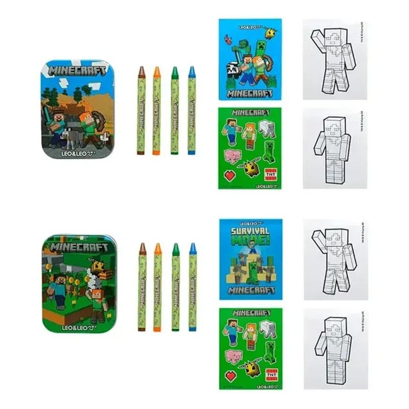 livro de atividades leo&leo mini latinha minecraft sortido (mp)