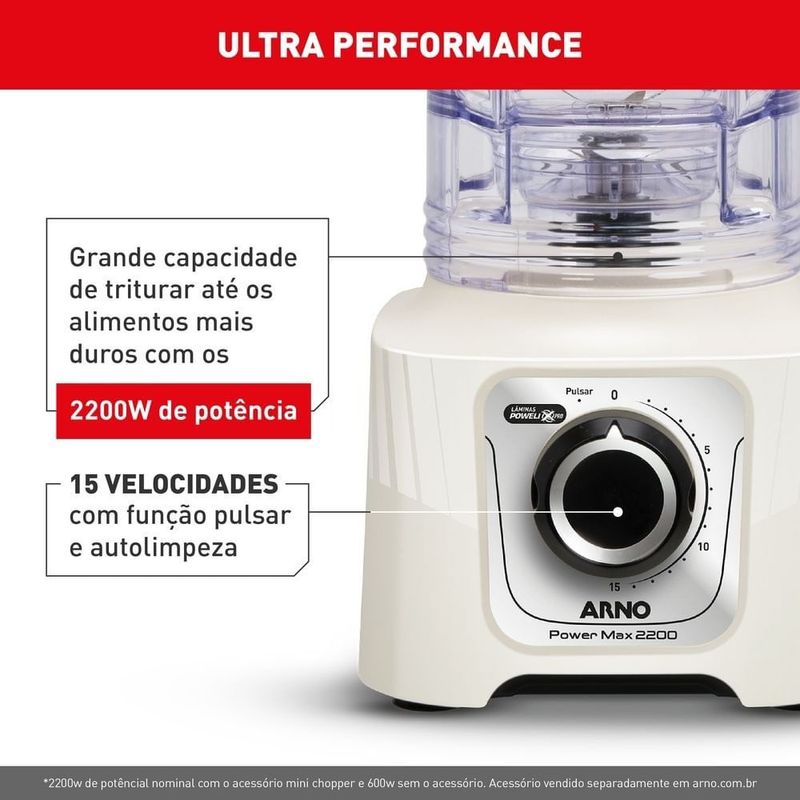 liquidificador arno power max 2200w marfim ln64