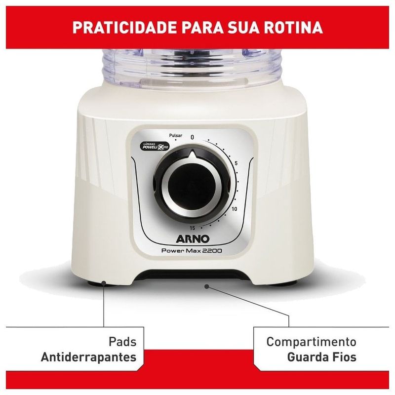 liquidificador arno power max 2200w marfim ln64