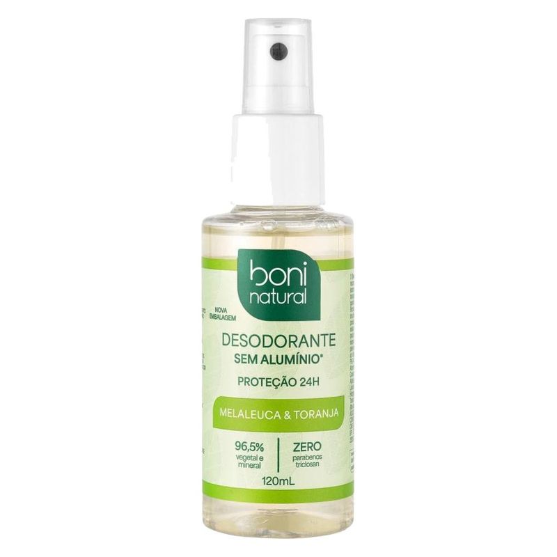 desodorante spray boni natural melaleuca e toranja 120ml