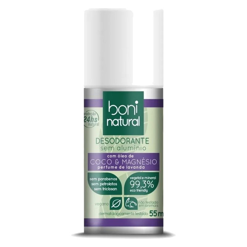 desodorante roll-on boni natural coco e magnésio 55ml