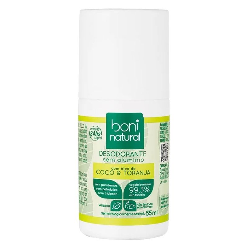 desodorante roll-on boni natural coco e toranja 55ml