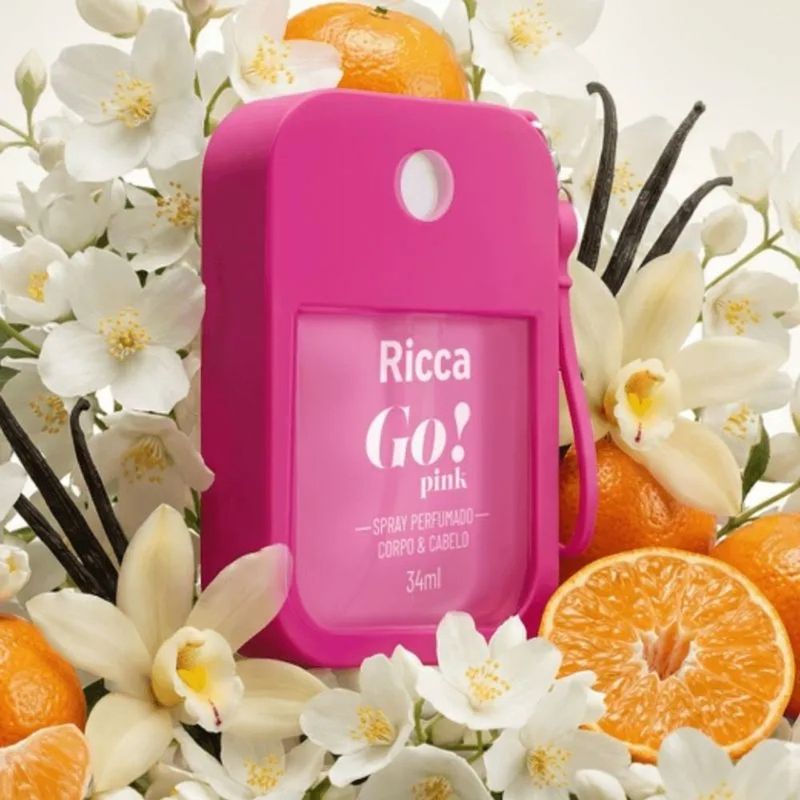 spray perfumado colônia ricca go! pink corpo e cabelo 34ml