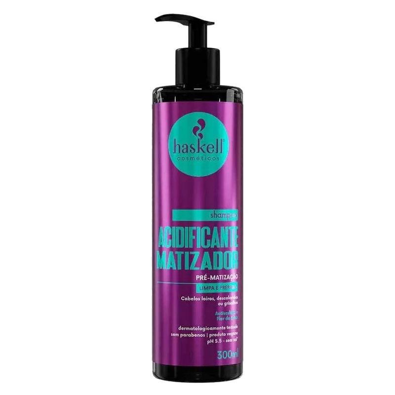 shampoo acidificante matizador haskell cosméticos 300ml