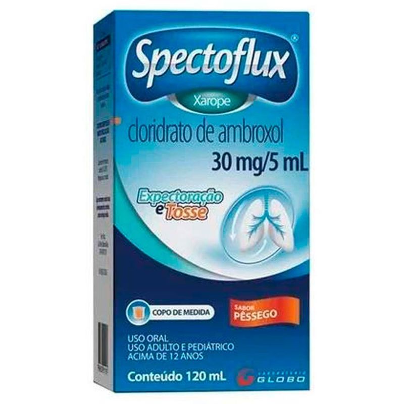spectoflux cloridrato de ambroxol 30mg/5ml 120ml xarope adulto sabor pêssego globo