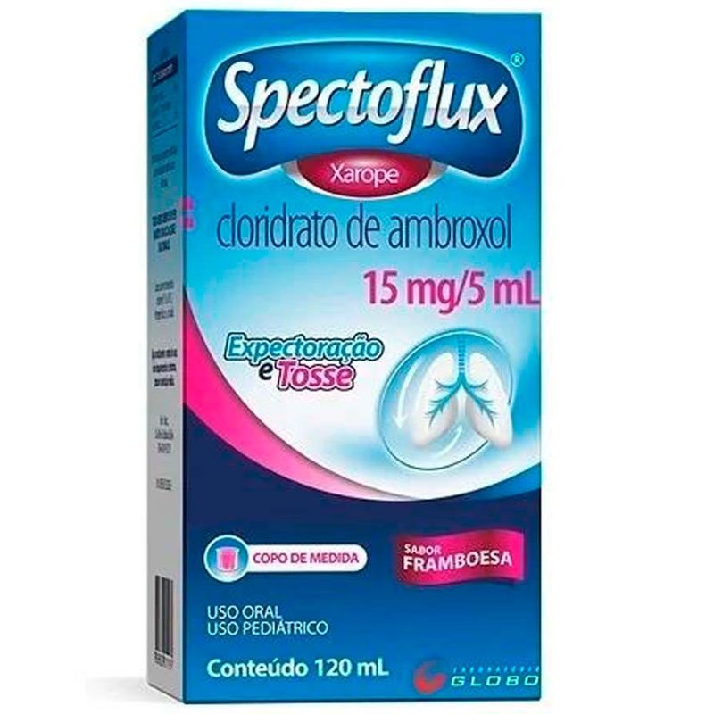 spectoflux cloridrato de ambroxol 15mg/5ml 120ml xarope pediátrico sabor framboesa globo