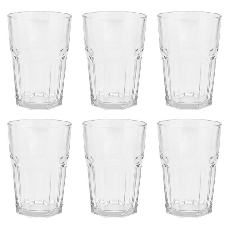 conjunto de copos 6 peças class home faceta vidro 400ml