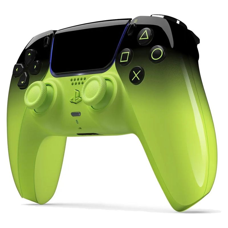 controle sony ps5 sem fio remix green preto e verde as-bi