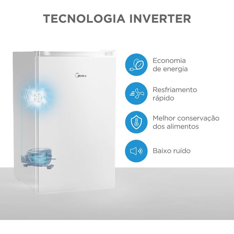 frigobar midea inverter 124 litros bivolt branco mdrd181fgd013