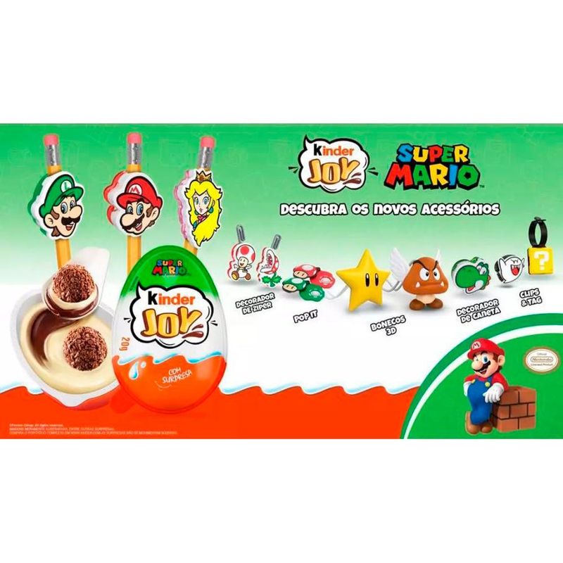 chocolate kinder joy surpresa super mário ediçao limitada 2 unidades de 20g cada