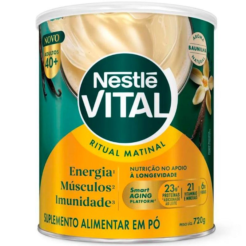 suplemento alimentar em pó nestlé vital ritual matinal adulto 40+ baunilha 720g