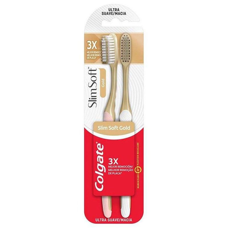 escova dental colgate slim soft gold ultra macia 2 unidades