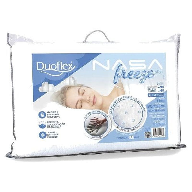 travesseiro duoflex nasa flex alto branco 50x70cm ns1126