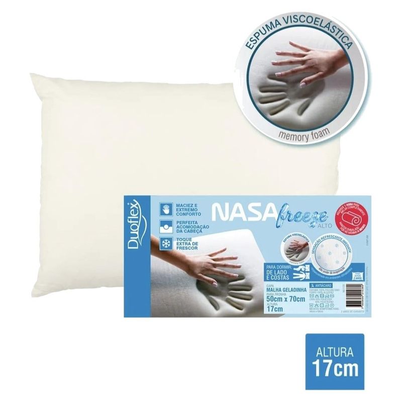 travesseiro duoflex nasa flex alto branco 50x70cm ns1126