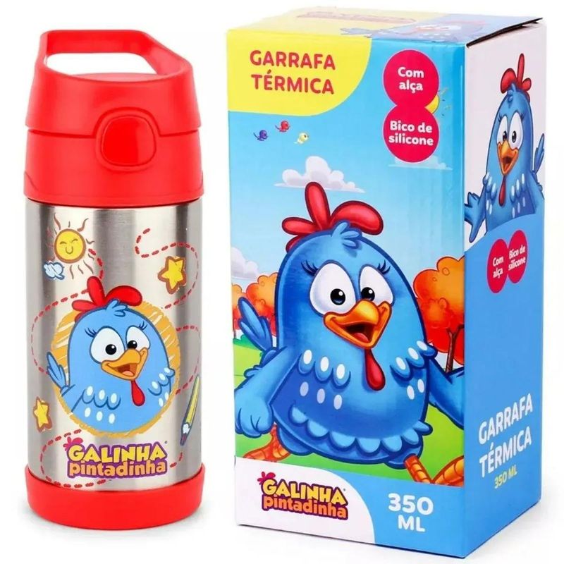 garrafa térmica squeeze clio galinha pintadinha 330ml (mp)