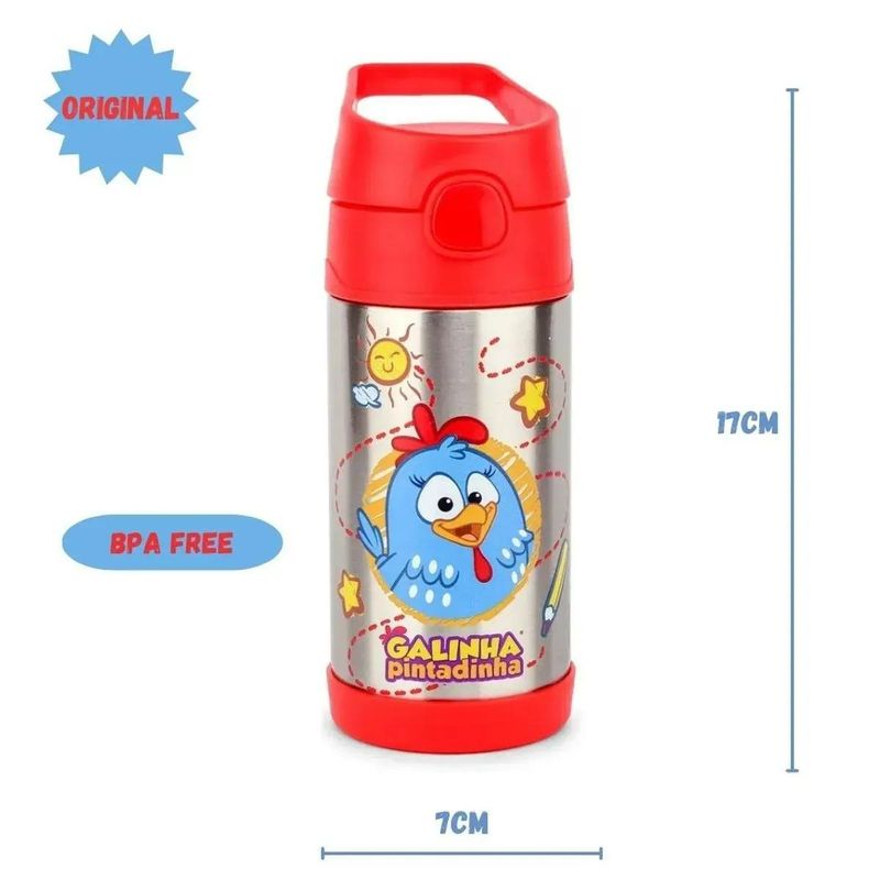garrafa térmica squeeze clio galinha pintadinha 330ml (mp)