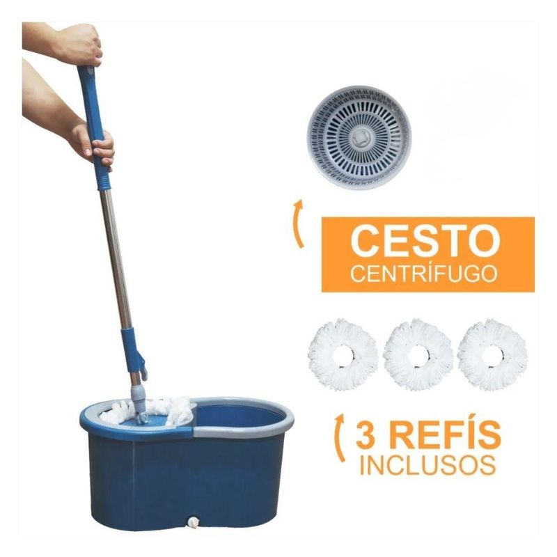 esfregão mop tronos balde 12l 3 refis 63412 (mp)