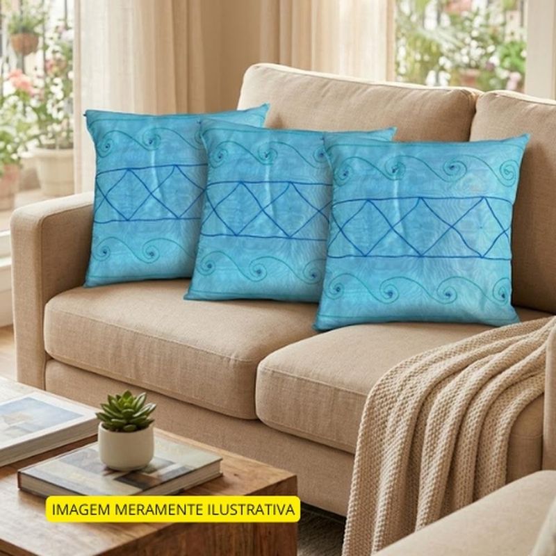 capa para almofada allegrini 40x40cm azul turquesa (mp)