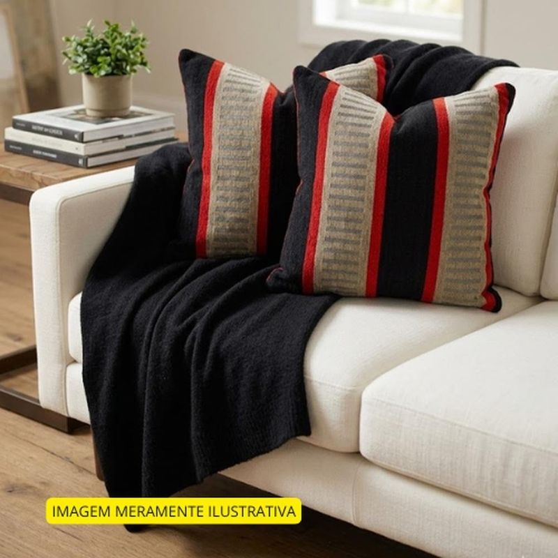 almofada scarlett du nectar 45x45cm preta e vermelha (mp)