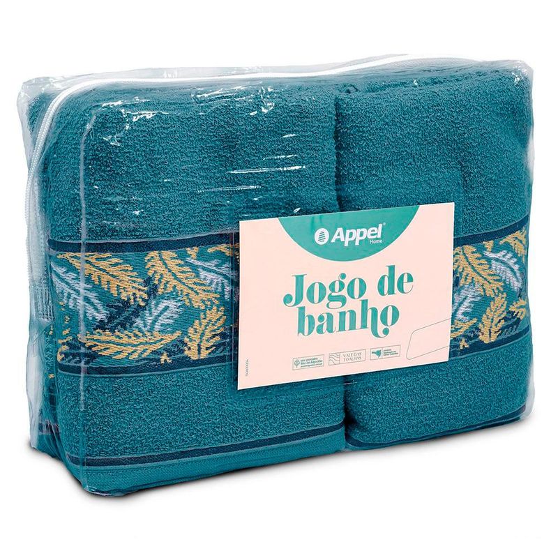 jogo de toalha 4 peças appel silvestre azul star (mp)