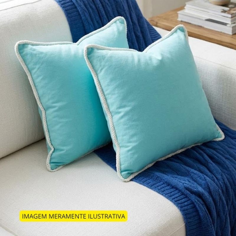 almofada de linho d&a 45x45cm verde aqua (mp)
