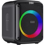 caixa de som bluetooth baumon com 2 microfones e led preto b97a