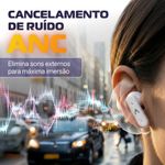 fone de ouvido baumon sound x bluetooth e cancelamento de ruídos ativo bateria de até 6 horas proteção ipx5 branco
