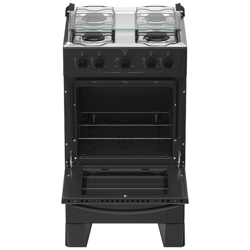 fogão 4 bocas atlas milão mesa inox preto bivolt 300002132