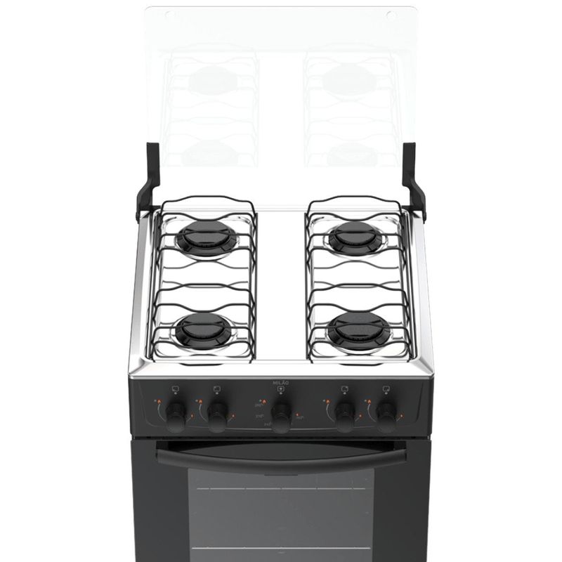 fogão 4 bocas atlas milão mesa inox preto bivolt 300002132