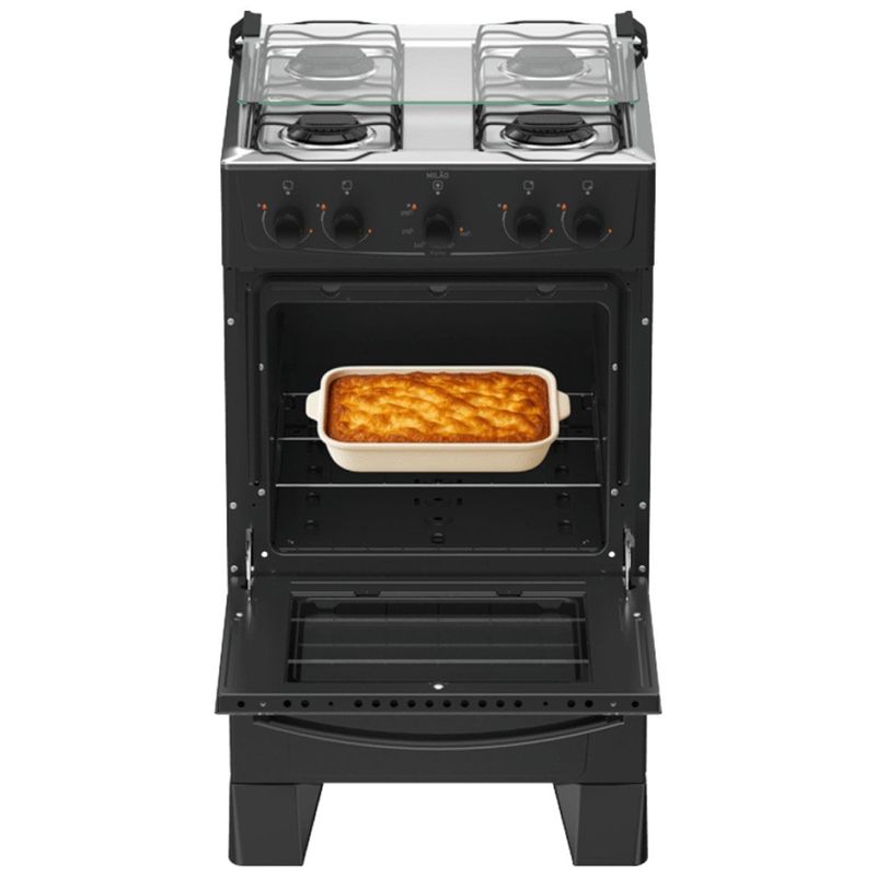 fogão 4 bocas atlas milão mesa inox preto bivolt 300002132