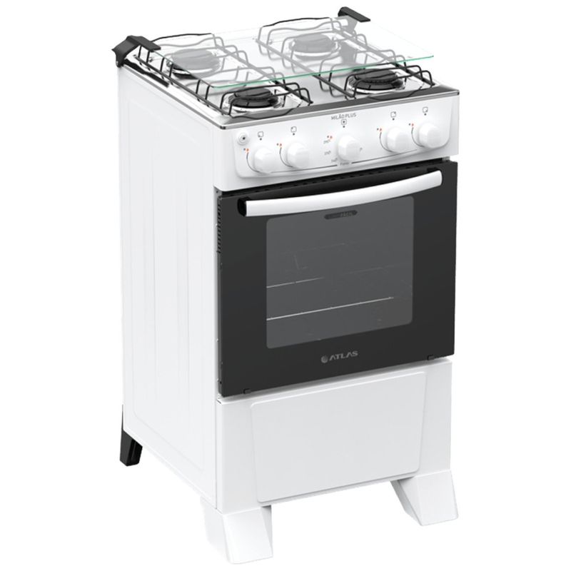 fogão 4 bocas atlas milão plus mesa inox branco bivolt 300002145