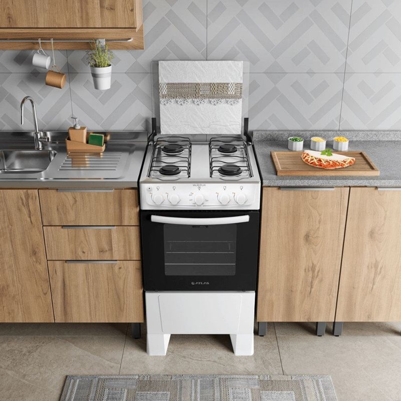 fogão 4 bocas atlas milão plus mesa inox branco bivolt 300002145