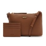 kit bolsa média tiracolo e porta cartão anacapri marrom (mp)